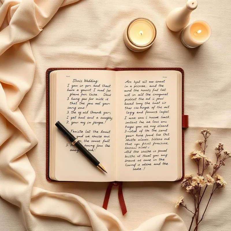 Notebook with handwritten wedding planning notes